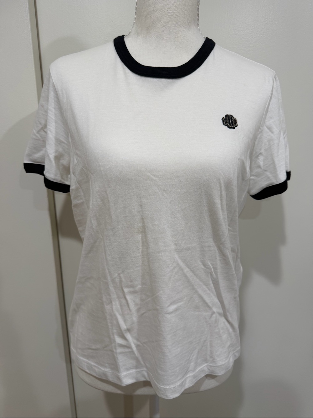 Maje Women’s White Tee with Black Trim